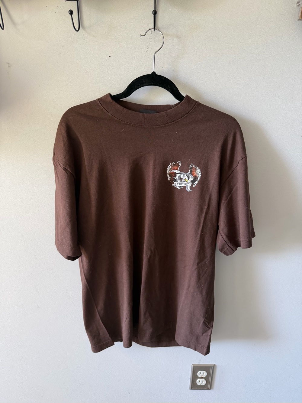 Revenge Clothing Brown Short-Sleeve Crewneck Tee with Chest Graphic